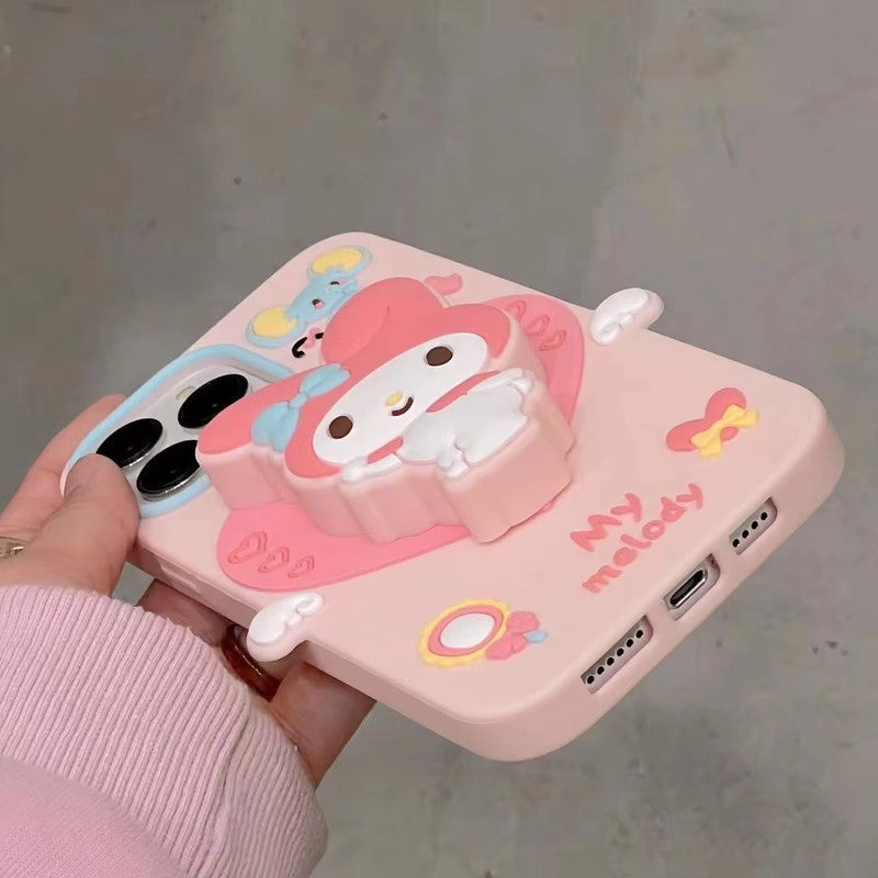 Cute 3D My Melody Cinnamoroll Cartoon Adorable Kitty Pink Bunny Pop Case